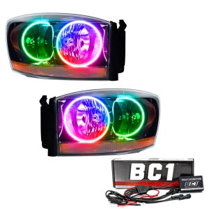 Dodge Ram Headlight Assemblies - ORACLE Lighting - ColorSHIFT w/ BC1 Controller - Black - 2006